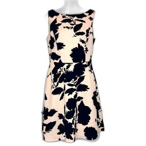 THE LIMITED SIZE 6 NAVY BLUE & PEACH SHEATH DRESS WITH POCKETS